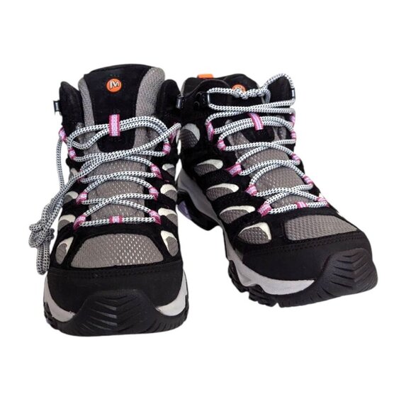 Merrell Women's Moab 3 Mid Waterproof Hiking Boot Black Pink Size 8.5 - Picture 8 of 10
